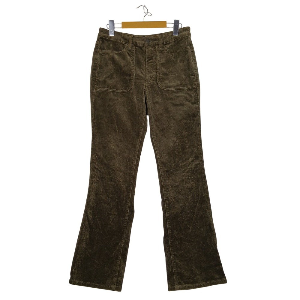 Quince Organic Cotton Corduroy Bootcut Pants Olive Green Size 4 Patch Pocket